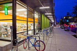 Bike rack outside New Seasons